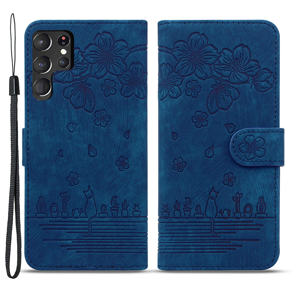 For Samsung Galaxy S23 Ultra Imprinted Cat PU Leather Wallet Case Folding Stand Phone Cover with Strap For Samsung Galaxy S23 Ultra Imprinted Cat PU Leather Wallet Case Folding Stand Phone Cover with Strap